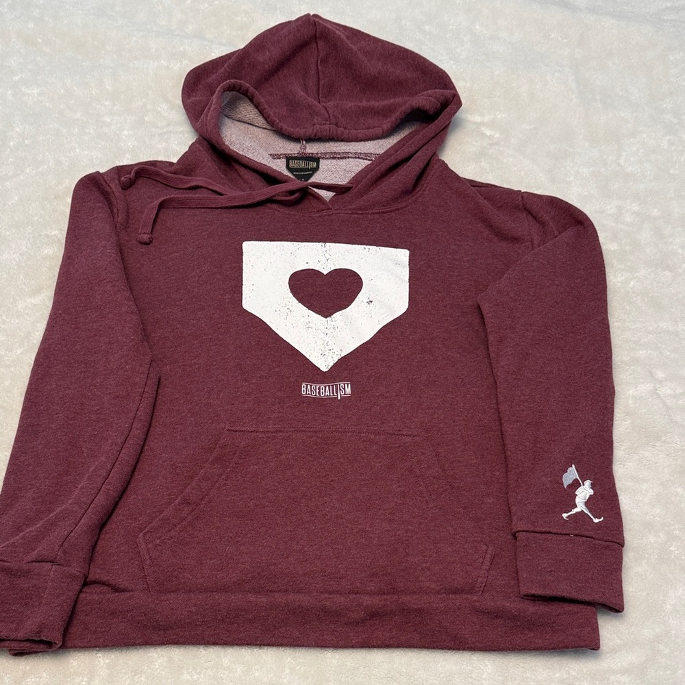 Maroon Baseballism Heart Graphic Women's Hoodie